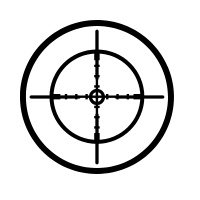 Black crosshairs icon symbolizing precision and espionage